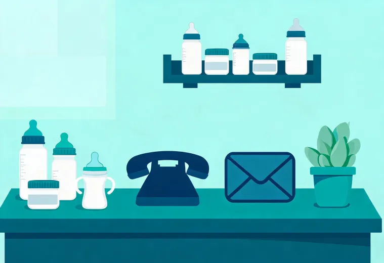 Nuk care desk map and baby feeding support illustration